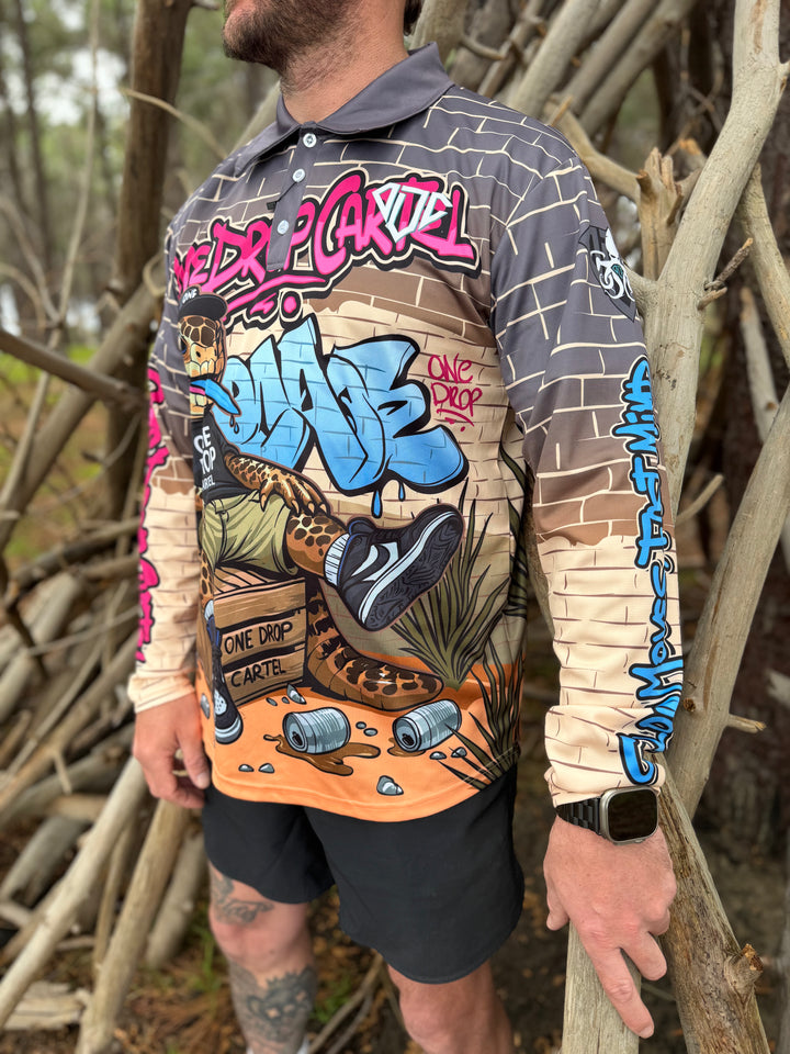 Adult - Bazza the blue-tongue 50+ UPF Shirt