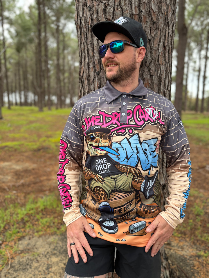 Adult - Bazza the blue-tongue 50+ UPF Shirt