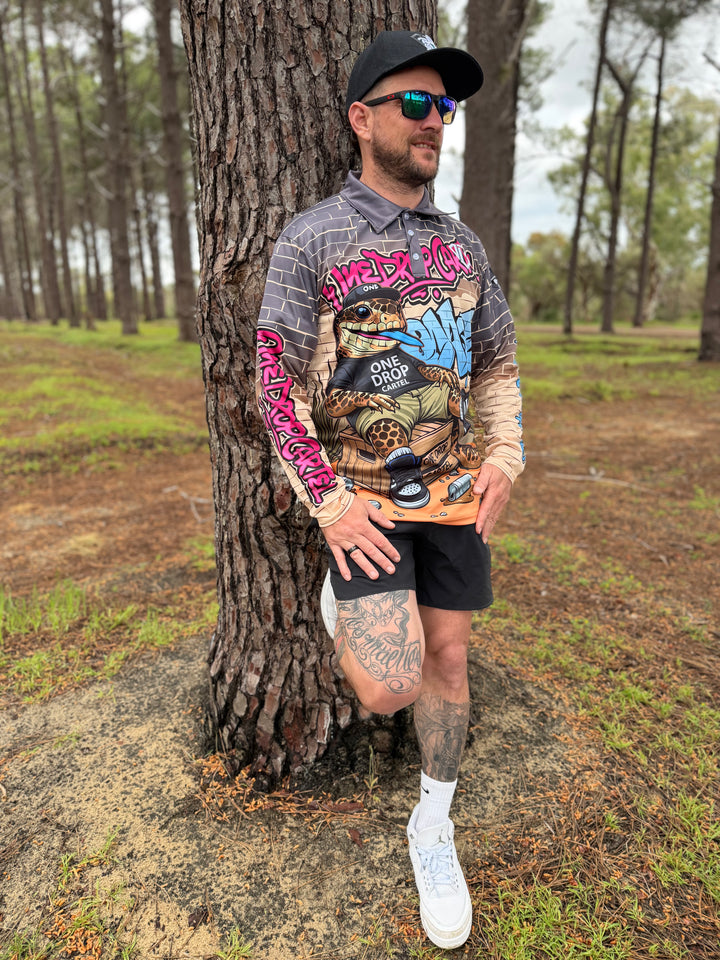 Adult - Bazza the blue-tongue 50+ UPF Shirt