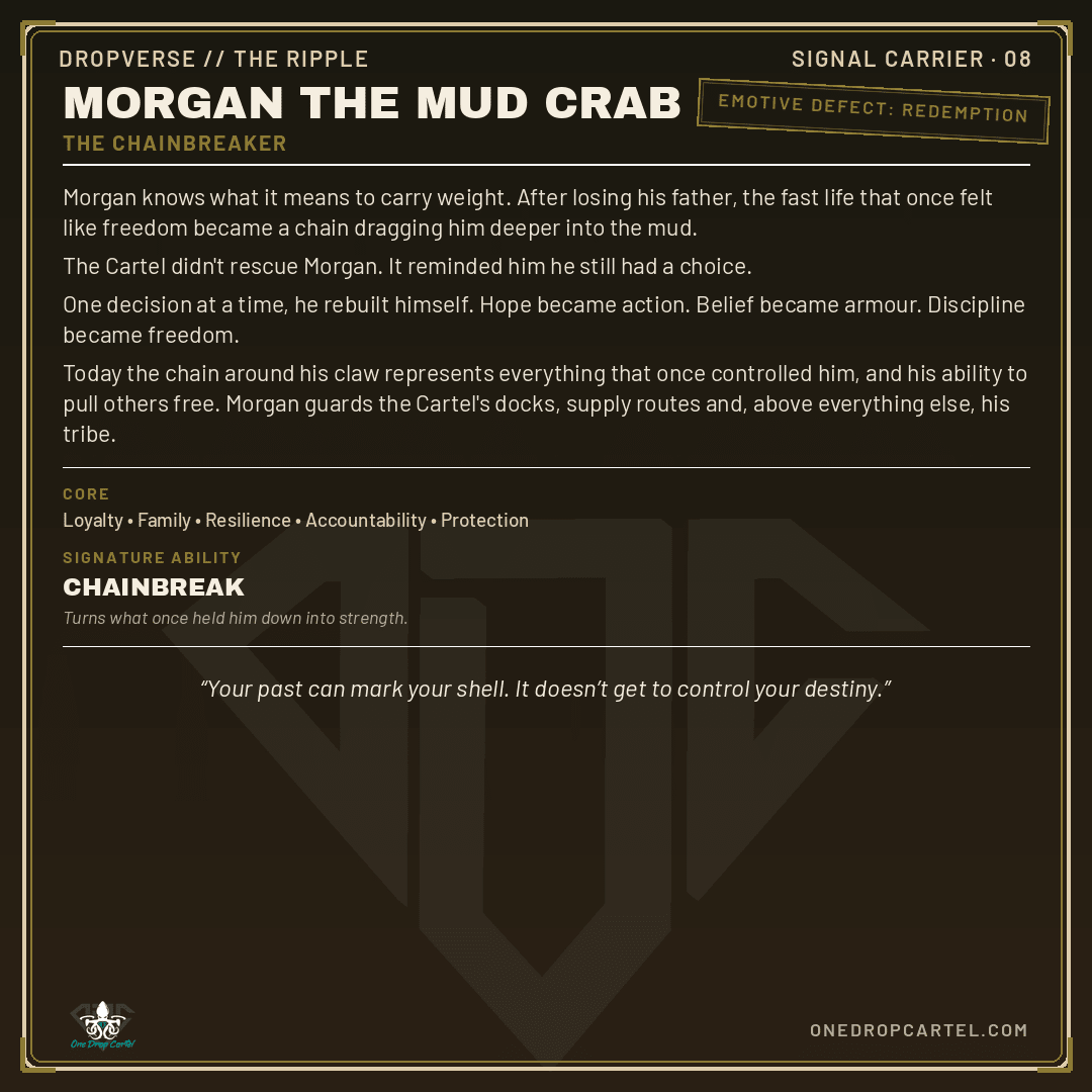 Adult - Morgan the Mud Crab - One Drop Cartel
