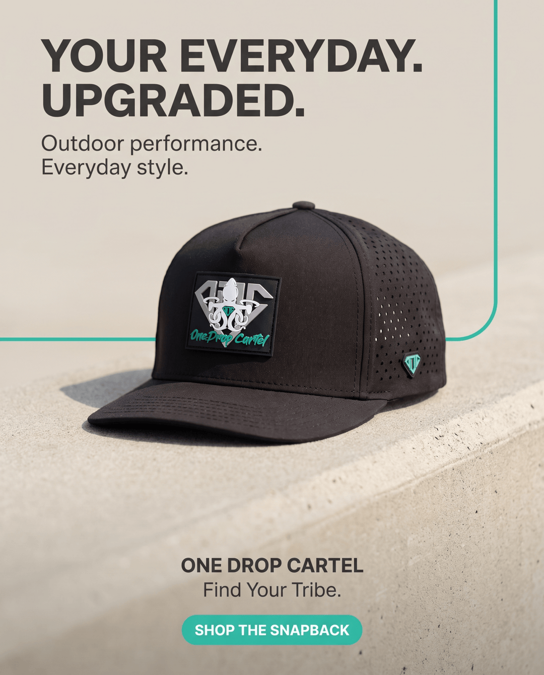 One Drop Cartel Waterproof Snapback Cap – Black - One Drop Cartel